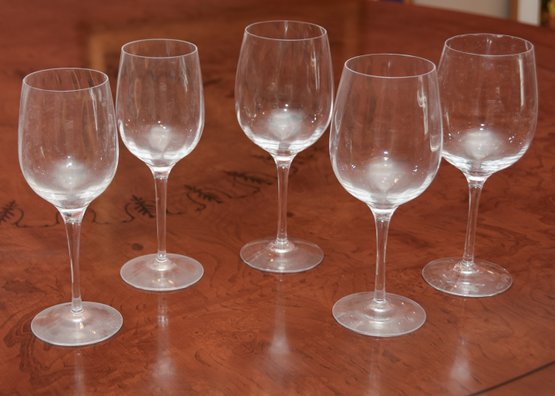Set Of (5) Tiffany Crystal Glasses, 3 Red 2 White