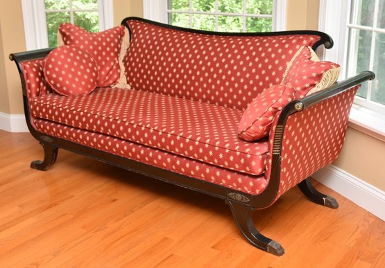 Antique Duncan Phyfe Upholstered Sofa With Original Claw Feet