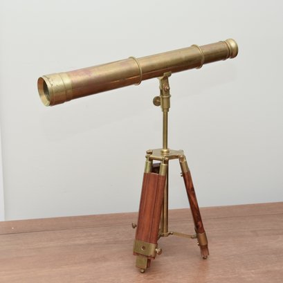 Vintage Style Brass Tabletop Nautical Telescope With Tripod Legs