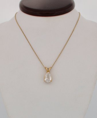 1 Carat Pear Shape Diamond Pendant Necklace