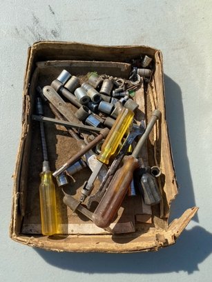 Shallow Box Of Drill Bits & More