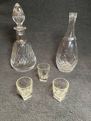 Brier Let Hill Crystal Vase, Baccart France Decanter And The Shot Glasses