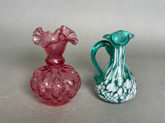 Beautiful Colored Fenton Style Glass Vases