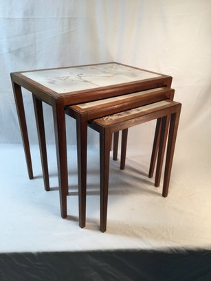 Mcm Walnut And Tile Nesting Tables