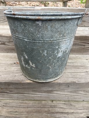 Aged Galvanized Metal Water Bucket
