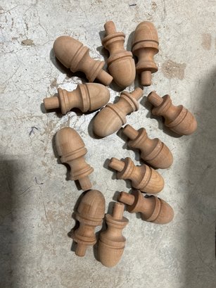 12 New Solid Cherry Finials Lot # 2