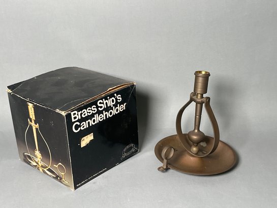 Vintage Heirloom Collection Brass Ships Candleholder With Original Box