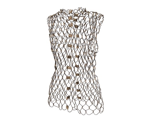 Extraordinary Life-size Wire Sculpture Of A Woman's Torso, With Stand