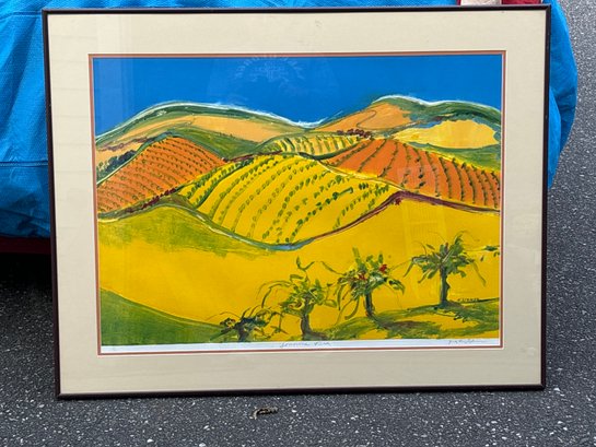 Beautiful Monprint Sonoma Valley Vineyards Judy Theo Lehner 1/1 Pencil Sugned
