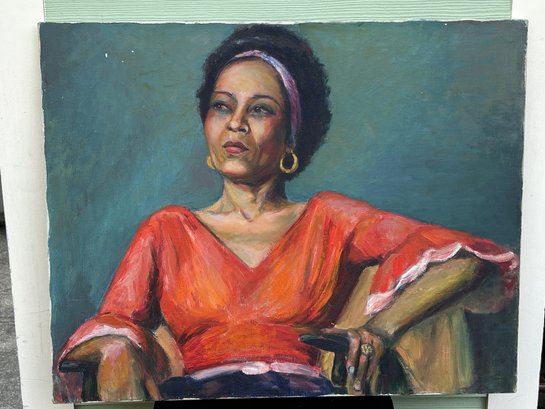 Oil On Canvas Painting If An African American Woman