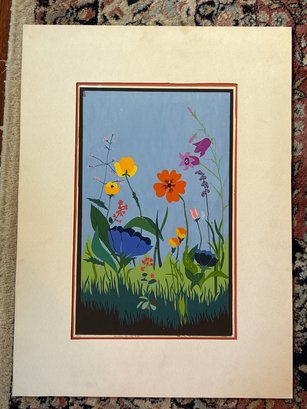 Beautiful Floral Silkscreen Print Emily Werbon 1974 Seven-Thirty A. M.