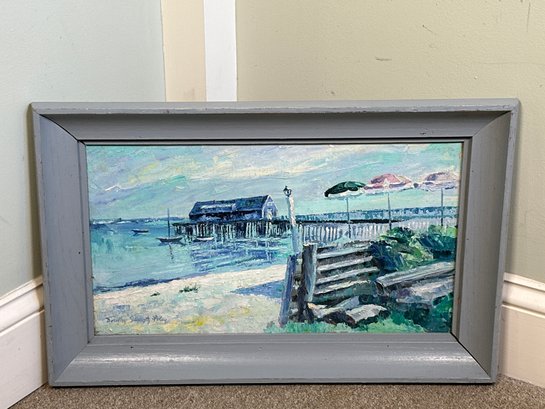 Vintage Dorothy Swartz Foley Boardwalk Scene Original Oil Painting