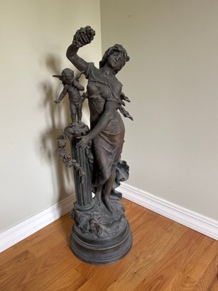 Signed In Cast Auguste Moreau Offrande A LAmour Large French Metal Sculpture Classic