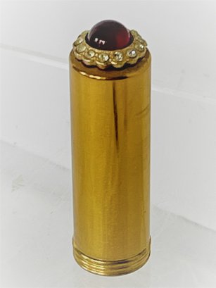 MCM 1950's Gold Tone Rhinestone Embellished Lipstick Case/container 2.25'