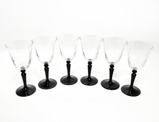 Luminarc Black Stem Wine Glasses - Set Of 6
