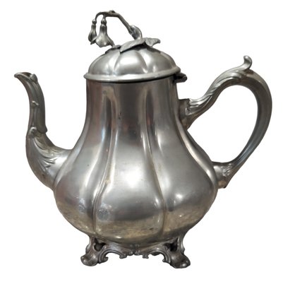 Antique Best Metal 1042   8 1/2' Peacock Spout & Handle Footed Teapot