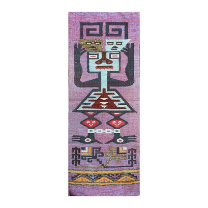 Hand Woven Wool Entry Rug - Indigenous / Primitive Art Motif