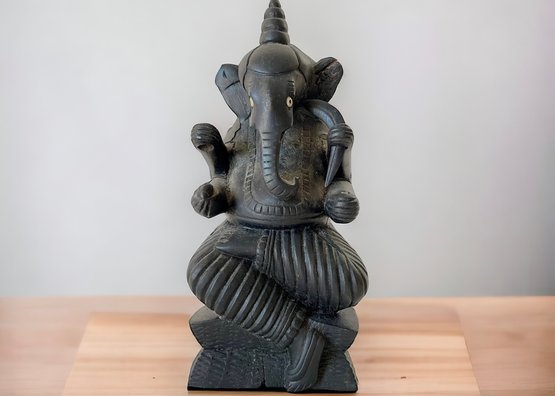 Wooden Ganesh Statuette Idol