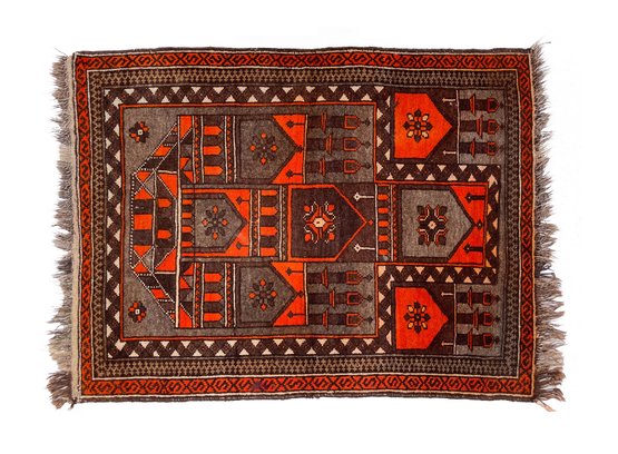 Vintage Orange And Brown Small Carpet