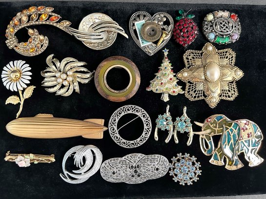 Lot Of 19 Vintage Pins/Brooches Some Marked NO Stones Missing