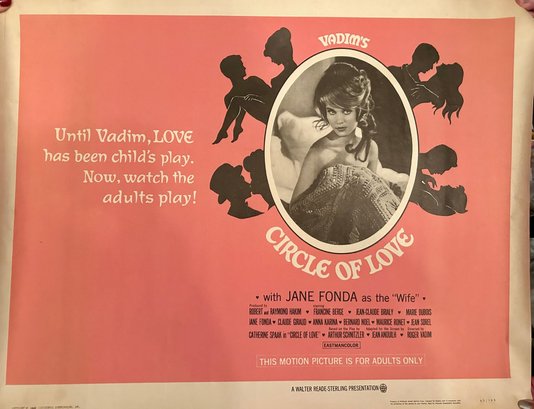1965 Original Limited Edition 65/148 Vadim Movie Poster ' Circle Of Love'  W/Jane Fonda ( READ DESCRIPTION )