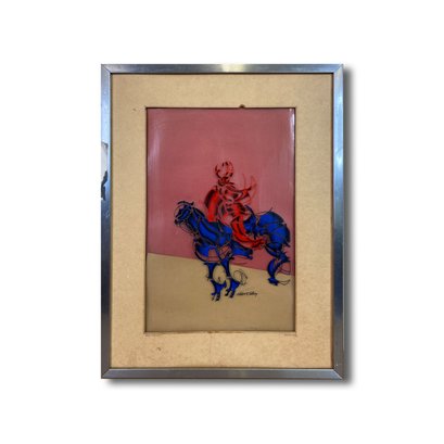 16x20 Titled- Red Knight - Ink On Acetate Matted And Framed - No Lens - Double Signed Alton S. Tobey