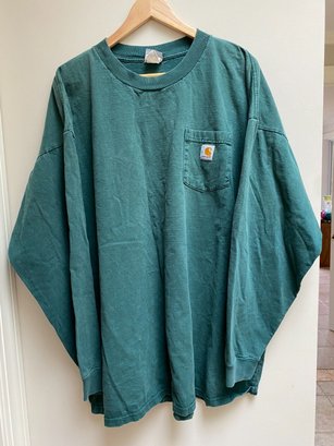 Vintage Carhartt Forest Green Long Sleeve T-Shirt Size 2XL 100 Cotton. Yes Shipping.