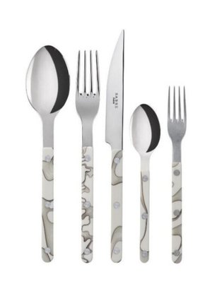 5 Sets Of Bistrot Dune Ivory Flatware By  Sabre  (35 Pieces Total)
