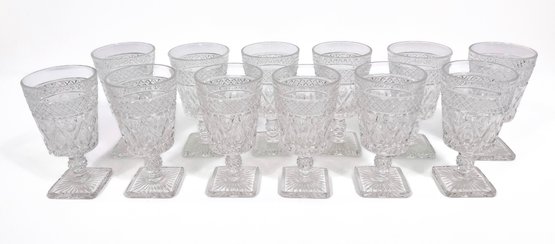 Vintage Clear Cut Glass Goblets- Set Of 10
