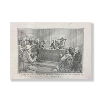 17x12 Pencil And Charcoal Study Print Of A More Perfect Union - Commissioned Mural By Chief Justice Burger