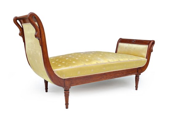 19th Century French Mahogany Daybed / Sleigh Sofa With Carved Swan Details