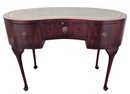 Antique Mahogany Leather Top 3 Drawer Kidney Shaped Desk