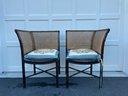Pair Of Faux Bamboo Caned Corner Chairs With Cushions