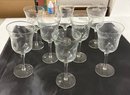 8 Large And 3 Small Beautiful Multicolours Wine Glasses.                                A5