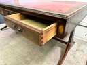 WOW! Amazing Red Leathertop Antique Desk With Satinwood Inlays
