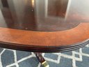 Stickley Mahogany Coffee Table  The Pedestal Has Four Carved Legs With  Brass Feet / Casters
