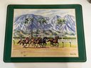 Horse Lot With Placemats, 2 Iron Horse Figurines And Plaque