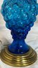 Pair Of Cobalt Blue Glass Grape Lamps