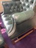 Green Leather Chair & Ottoman