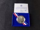 1982 George Washington Half Dollar And US Liberty 'ellis Island' Coins (both 90 Silver)