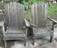 Two Folding Wooden Adirondack Chairs