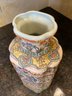 Chinese Ceramic Vase With Dragon And Flowers Japanese Kutani Style 6x5x15'
