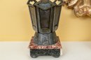 Pair Of Diminutive Art Deco Bronze Vases On Marble Bases