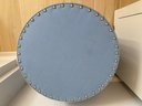 Pair Lillian August Couture Powder Blue Drum Tables With Hobnail Detail