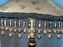 Elegant Tapered Lamp Hex Design ,Dark Matte Black With Golden Accents  ,asian Theme Cloth Beaded  Shade