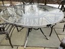 Outdoor Dining Set, (5) Dining Chairs, Glass Top Table