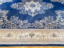 Royal Blue & Ivory Hand Knotted Wool Area Carpet 9 X 12