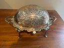Beautiful Silver Plate Etched Butter Dish, Or A Chafing Dish