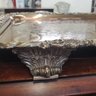 Gorgeous Vintage Footed Silver Plate Serving Tray With Handles- Flowers, Grape Clusters & Scrolls