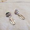 Designer V. Hicks - Vintage & Lovely! 14kt Gold & Sterling Silver Navaho Earrings